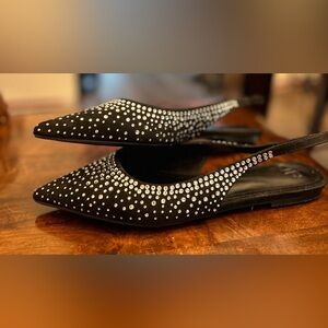 Brand New Black Rhinestone Slingback Flats